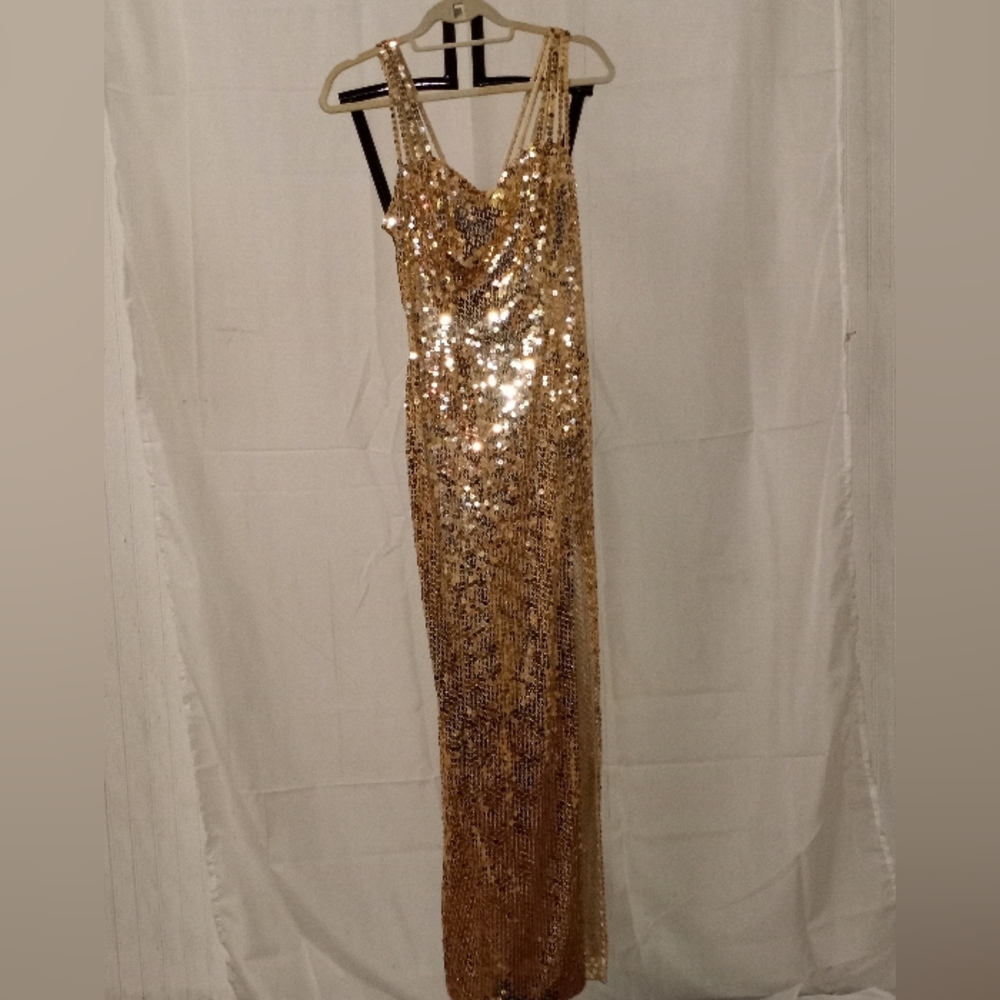 Niteline Della Roufogali Gold Sequined Dress